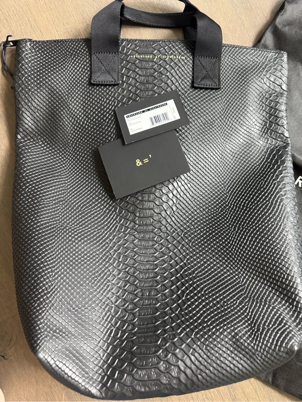NWT Ampersand As Apostrophe Croc Embossed Black Leather Backpack